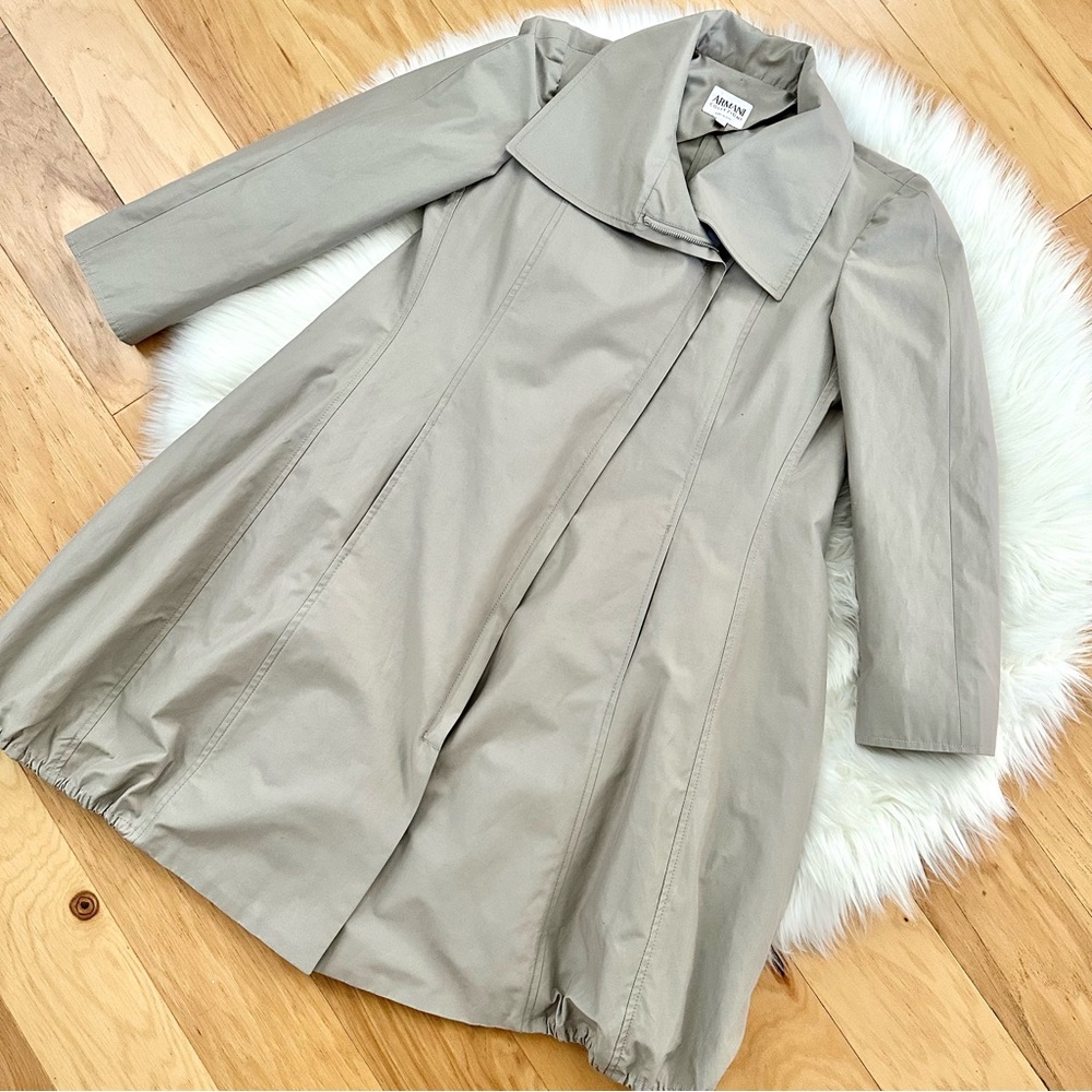 Armani Collezioni Trench Coat Asymmetrical Zipper Size 4